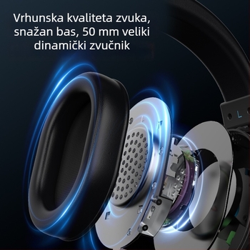 G08 žične gaming slušalice s ENC redukcijom buke, za PC, preko uha, 50 mm driveri, USB