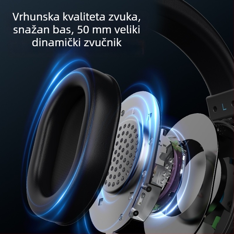 G08 žične gaming slušalice s ENC redukcijom buke, za PC, preko uha, 50 mm driveri, USB