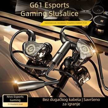 Slušalice za igranje s mikrofonom, in-ear, žične, 3,5 mm, za mobilne uređaje i PC, prostorni zvuk
