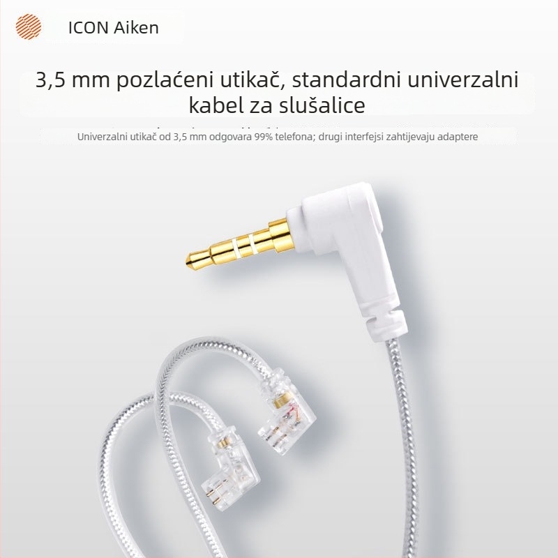 ICON element8 Dijamantno ugrađene monitorijske slušalice za pjevanje, žične slušalice s 3,5 mm utorom, duljina kabela 2,5 m