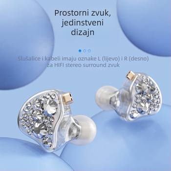 AINMC SE535 Dijamantima ukrašene profesionalne monitor slušalice, žične, s držačem za uho, za uživo prijenos i snimanje