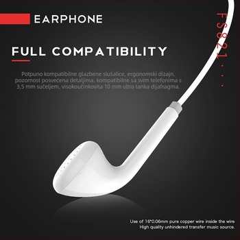 Žične in-ear slušalice s inline upravljanjem, snažan bas, mikrofon, 3,5 mm priključak