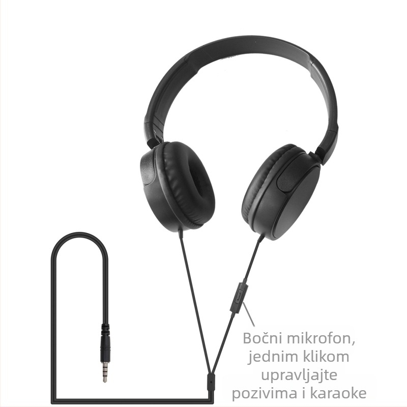 Žični over-ear slušalice s dubokim basom, idealne za igrice i online nastavu, kompatibilne s računalima, pametnim telefonima i elektroničkim tipkovnicama
