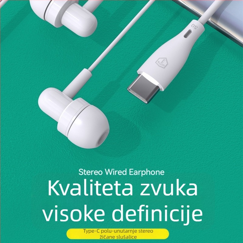 Type-C žične in-ear slušalice za Huawei, Honor i Xiaomi telefone – glazba i pozivi