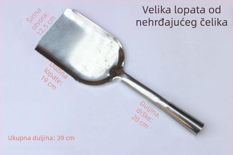 Lopata za vatru od ugljičnog čelika, debeli trup — višenamjenska lopata za pepeo, ugljen i šlaku