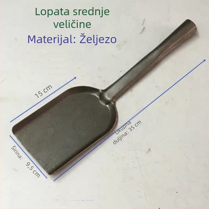 Lopata za vatru od ugljičnog čelika, debeli trup — višenamjenska lopata za pepeo, ugljen i šlaku