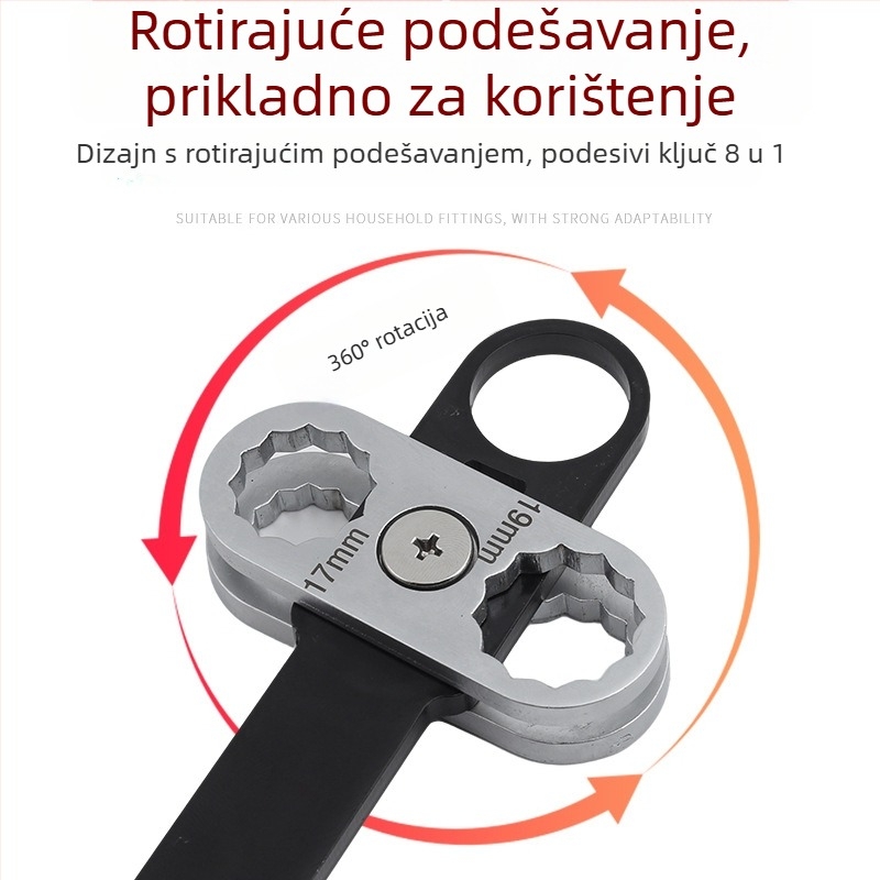 360° rotirajući prilagodljivi osam-u-jednom ključ za automobile