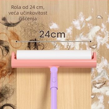 Roller za uklanjanje dlaka s zamjenjivim jezgrom za odjeću, plastična produživa drška, dugačak štap za skupljanje dlaka, proširena verzija