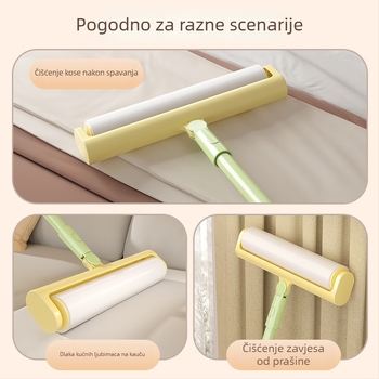 Roller za uklanjanje dlaka s zamjenjivim jezgrom za odjeću, plastična produživa drška, dugačak štap za skupljanje dlaka, proširena verzija