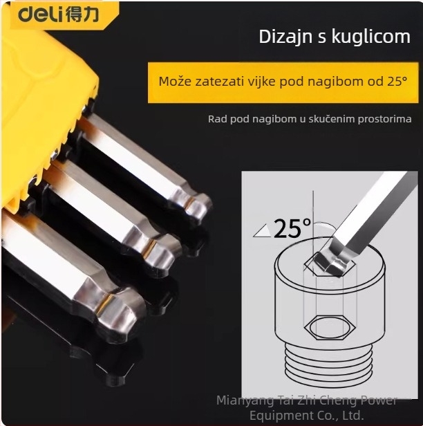 Deli Tools DL230009 Standardni set šesterokutnih ključeva s ravnom glavom, 9 kom, veličine 1,5–10 mm, standardna duljina