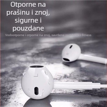 Jin Sanding žične slušalice s okruglim konektorom, Android-kompatibilne, s mikrofonom, bijele, 1 par