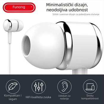 Type-C slušalice s digitalnim čipom i inline upravljanjem, snažan bas, kabel dužine 120 cm, kompatibilne s uređajima Vivo, Huawei, Honor i Xiaomi
