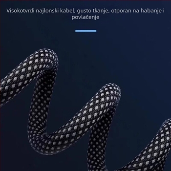 Pleteni Lightning kabel za iPhone i iPad, duljina 1–2 m, automobilno punjenje, brzo punjenje, PD kompatibilan, crni