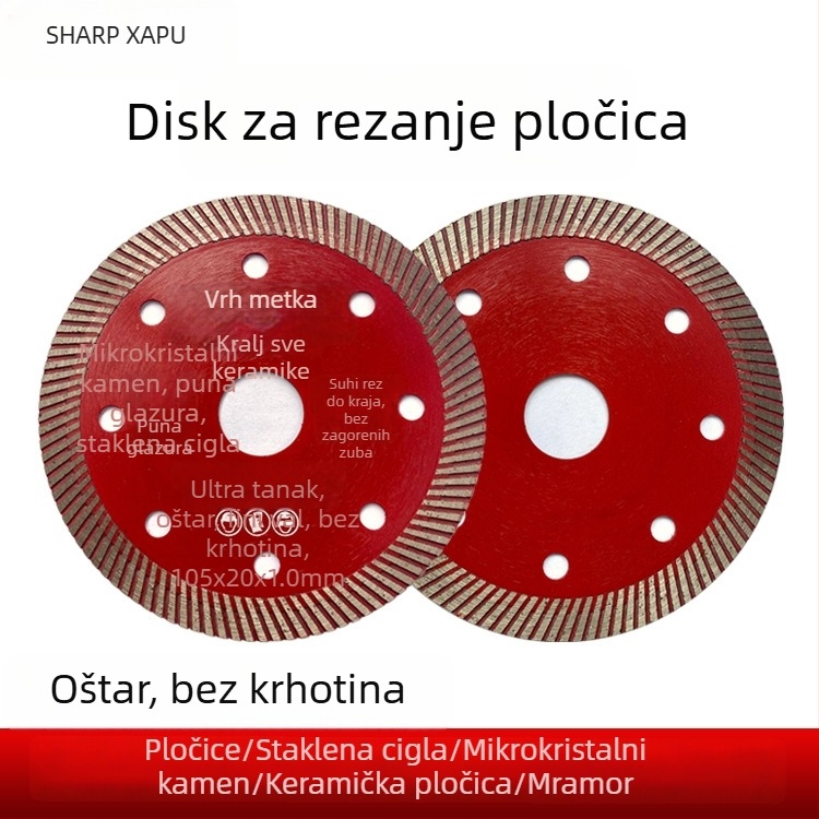 Dijamantni disk za suho rezanje keramike i mramora, dijamantski disk s legurom kobalta, toplo presovan keramički disk s kanalima