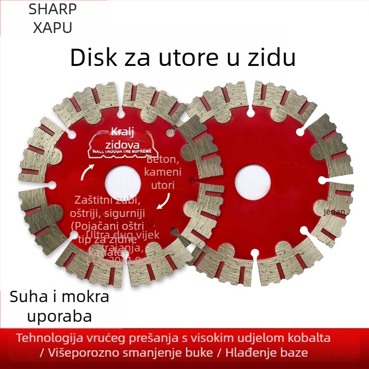 Dijamantni disk za suho rezanje keramike i mramora, dijamantski disk s legurom kobalta, toplo presovan keramički disk s kanalima