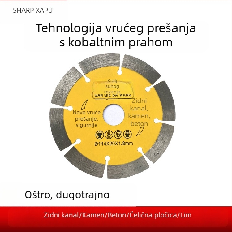 Dijamantni disk za suho rezanje keramike i mramora, dijamantski disk s legurom kobalta, toplo presovan keramički disk s kanalima