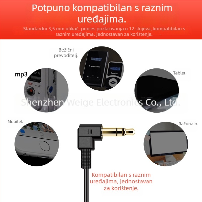 Žičana slušalica za jedno uho, D-tip, za simultano prevođenje, konferencije i muzejske vodiče