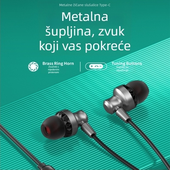 Type-C žične slušalice s digitalnim zvukom i inline upravljačem, kompatibilne s Apple iPhone 15/16, Huawei i Android pametnim telefonima