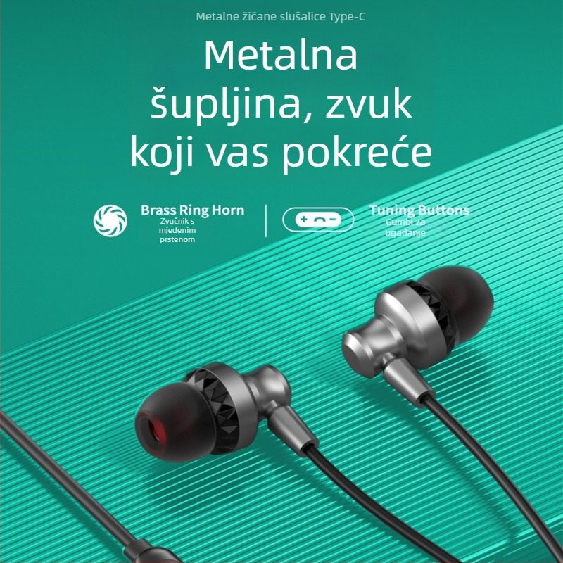 Type-C žične slušalice s digitalnim zvukom i inline upravljačem, kompatibilne s Apple iPhone 15/16, Huawei i Android pametnim telefonima