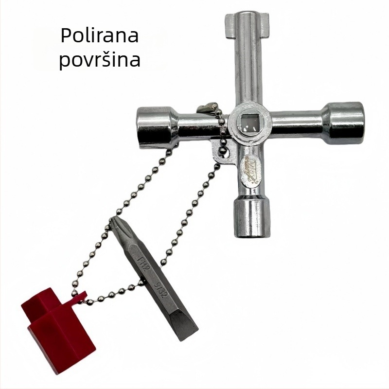Kljuc 4-u-1 s trokutnim i četvrtastim ključem za upravljački ormarić lifta, štitna vrata i ventilske ključe s bitovima