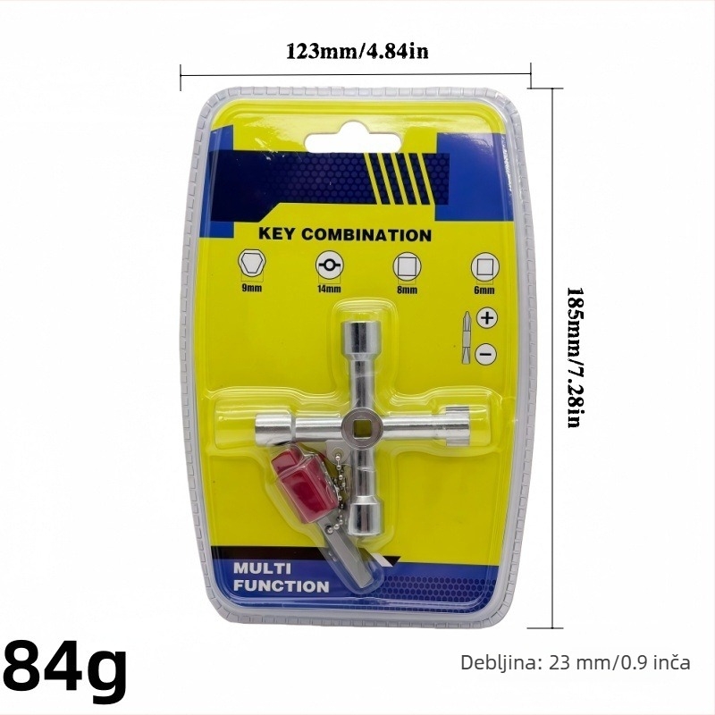 Kljuc 4-u-1 s trokutnim i četvrtastim ključem za upravljački ormarić lifta, štitna vrata i ventilske ključe s bitovima
