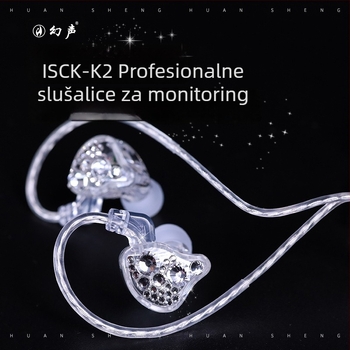 Phantom Sound ISCK-K2 žične in-ear slušalice za monitoring, 3 m kabel, za live streaming, karaoke i snimanje