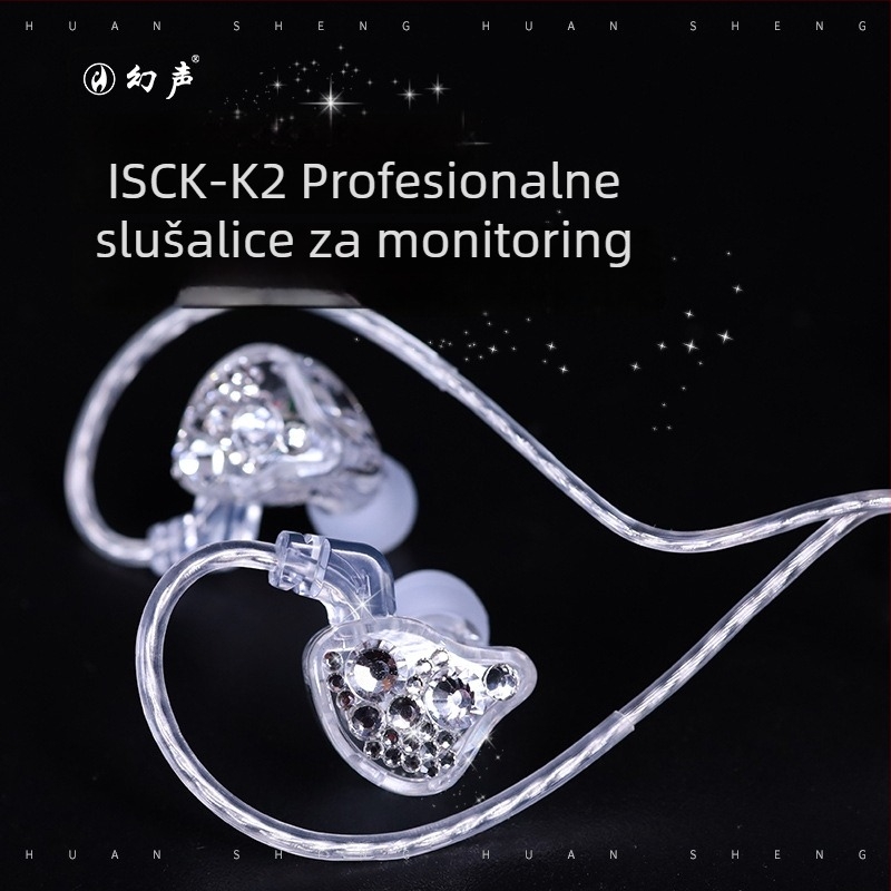 Phantom Sound ISCK-K2 žične in-ear slušalice za monitoring, 3 m kabel, za live streaming, karaoke i snimanje