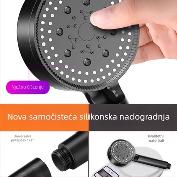 Tuš glava s povećanim pritiskom i 1,5 m crijevom s filtrom — ABS okrugli set tuša s raspršivanjem i režimom kiše