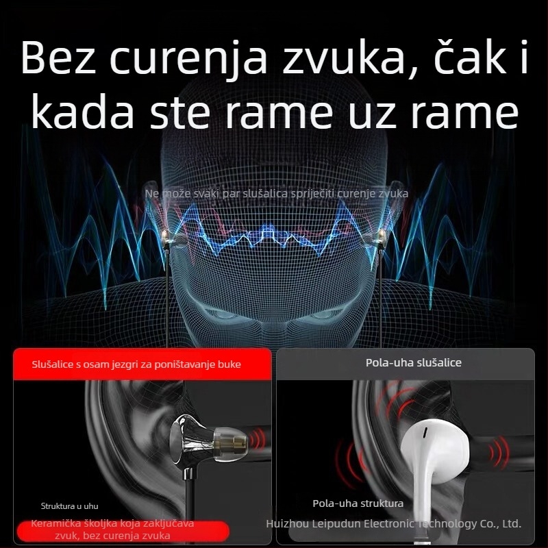 Prilagođene keramičke slušalice za uši, žične, s mikrofonom i daljinskim upravljačem na kabelu, 3,5 mm priključak