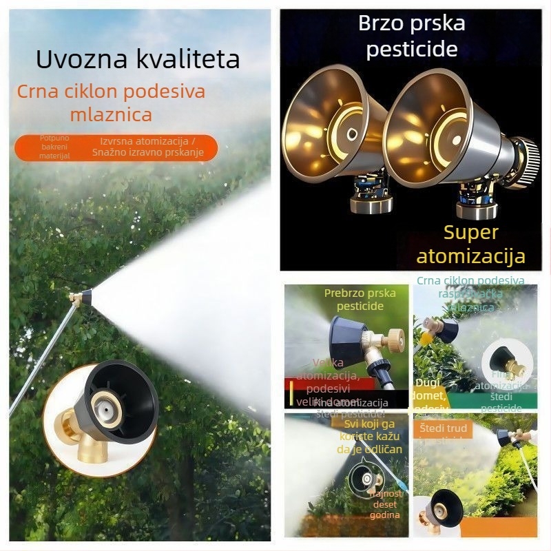 Atomizirajuća mlaznica za poljoprivrednu upotrebu, prilagodljiva visokotlačna mlaznica od čistog bakra, vjetrootpurna motorna prskalica