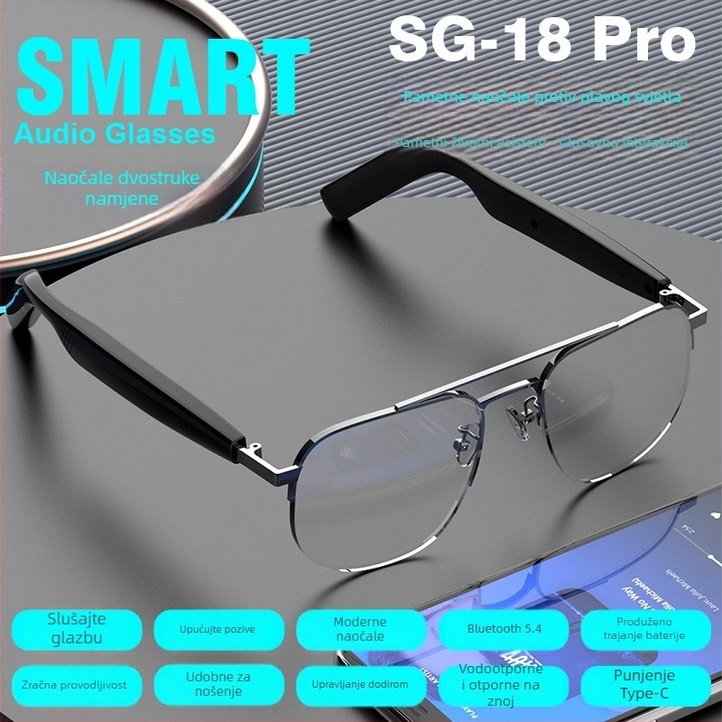 SG15PRO Pametne sunčane naočale s Bluetoothom – Višefunkcionalno za glazbu i pozive, stereo