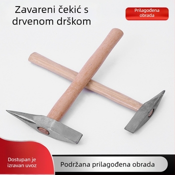 Čekić za zavarivanje s drvenom drškom, glava od čelika №45, šiljasti vrh za uklanjanje šljake i hrđe