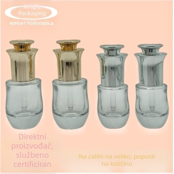 Staklena boca s ploskim ramenima i debelim dnom, pumpa za doziranje za esencijalna ulja, losione i serume, kapaciteti 15 ml i 30 ml