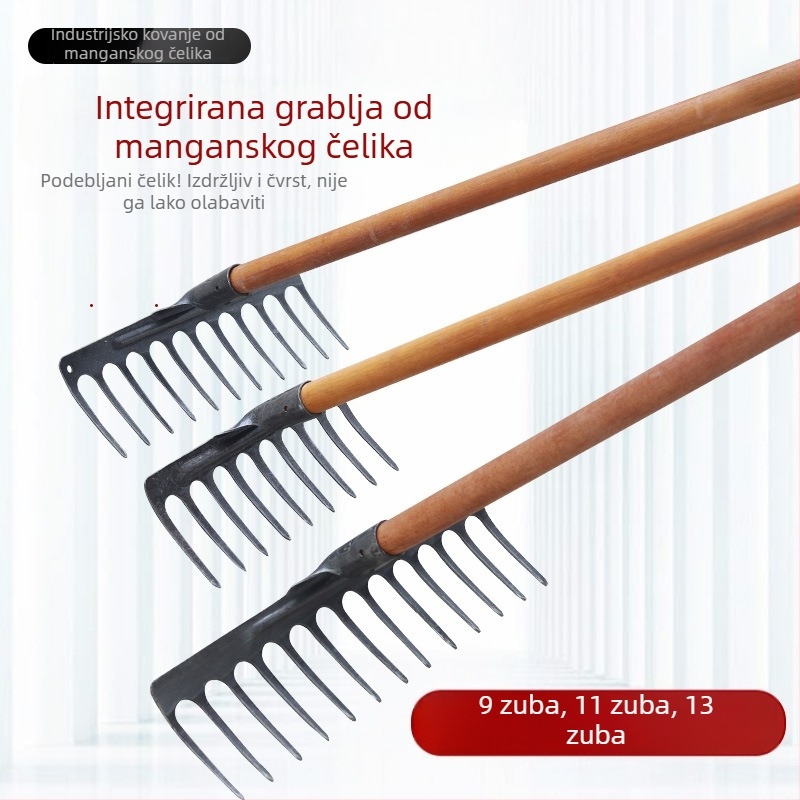 Hrabla od mangan čelika s devet zuba, jednopločno tijelo, za prozračivanje tla i suzbijanje korova – poljoprivredni alat