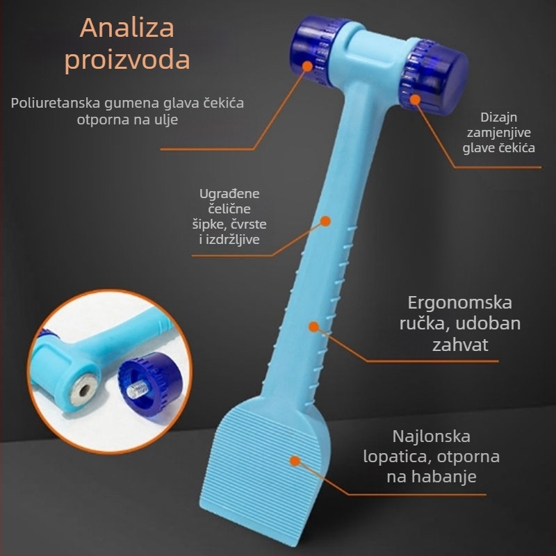 2-u-1 gumeni čekić za ugradnju vrata i prozora te fugiranje pločica
