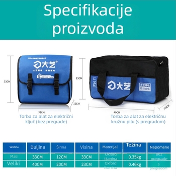 Dayi set alata u ruksaku: električni udarni ključ i kružna pila za drvodjelstvo