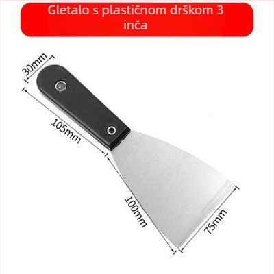 Špatula za žbukanje s crnom plastičnom ručkom, debela za fuge i radove na zidu