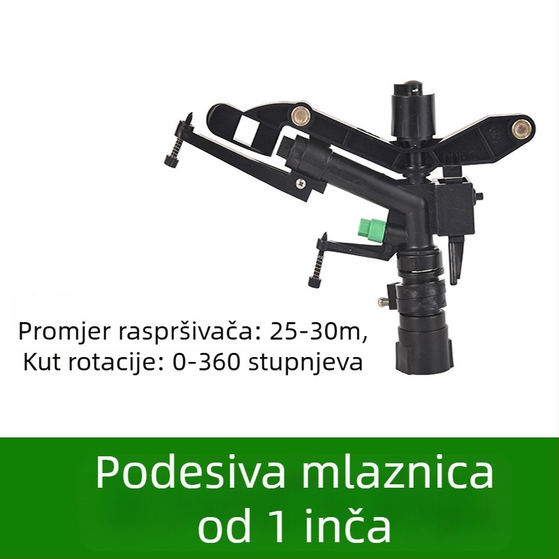 Plastična prskalica s unutarnjim navojem od 1 inč, podesivim ručnim mehanizmom i automatskom rotacijom, za poljoprivredno navodnjavanje i uređenje okoliša