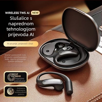 OWS Bluetooth slušalice za uho s klipom, AI prijevod, redukcija šuma, dugi vijek baterije, bežični sport
