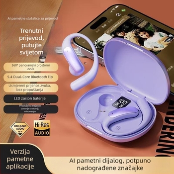 OWS Bluetooth slušalice za uho s klipom, AI prijevod, redukcija šuma, dugi vijek baterije, bežični sport