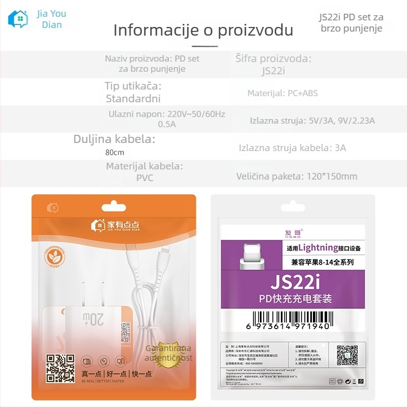 Apple PD20W USB-C kabel set za brzo punjenje