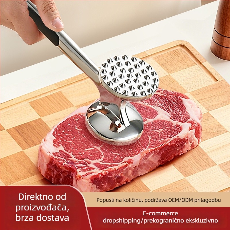 Čekić za meso od nehrđajućeg čelika, za tenderiziranje i za steak, kuhinja i profesionalna upotreba