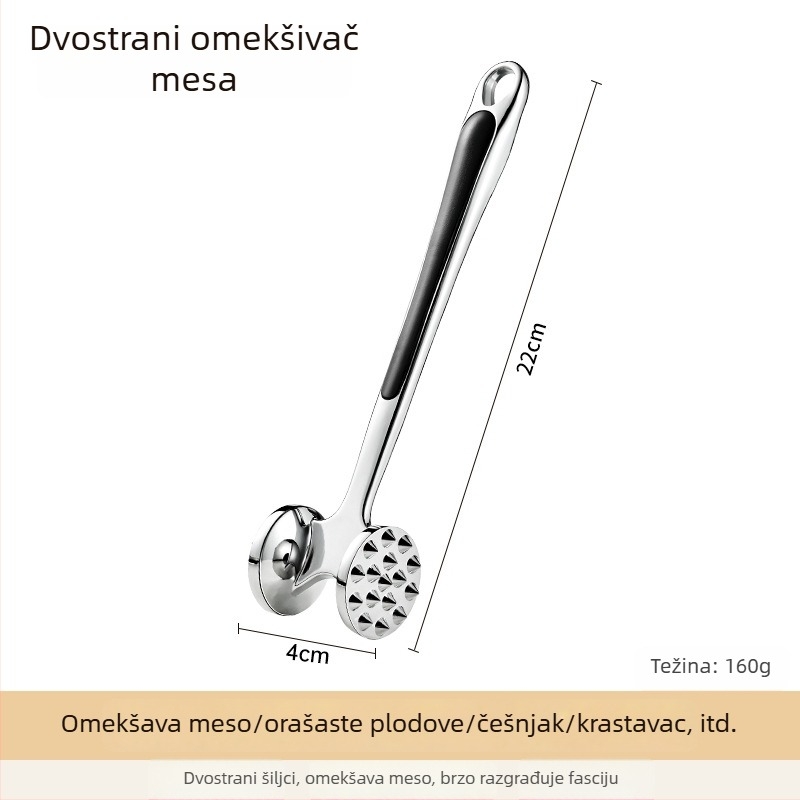 Čekić za meso od nehrđajućeg čelika, za tenderiziranje i za steak, kuhinja i profesionalna upotreba