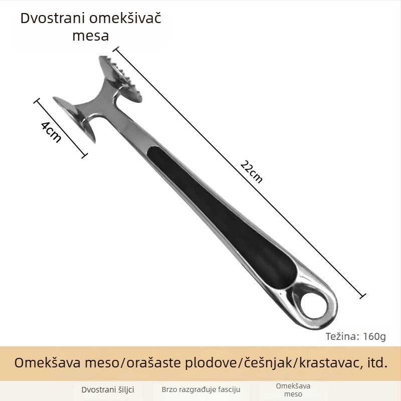 Čekić za meso od nehrđajućeg čelika, za tenderiziranje i za steak, kuhinja i profesionalna upotreba