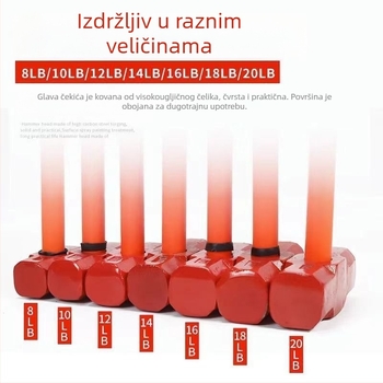 8 lb čekić s plastičnom drškom, osmerokutna glava od ugljičnog čelika, otklanjanje vibracija, za kućne radove