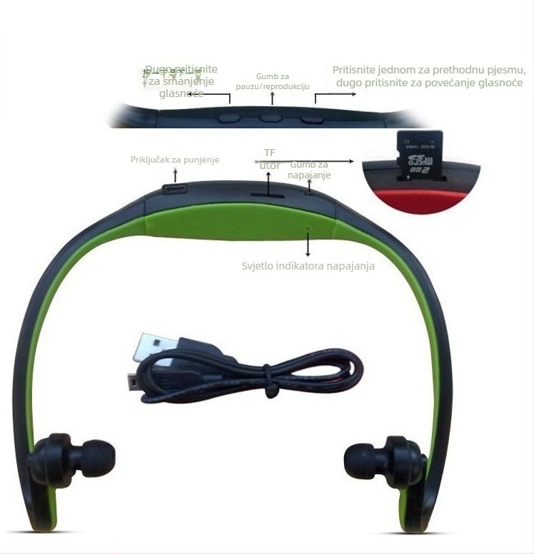 Neutral S9 Bežične Bluetooth slušalice sa slotom za karticu, sportski dizajn iza vrata, stereo zvuk