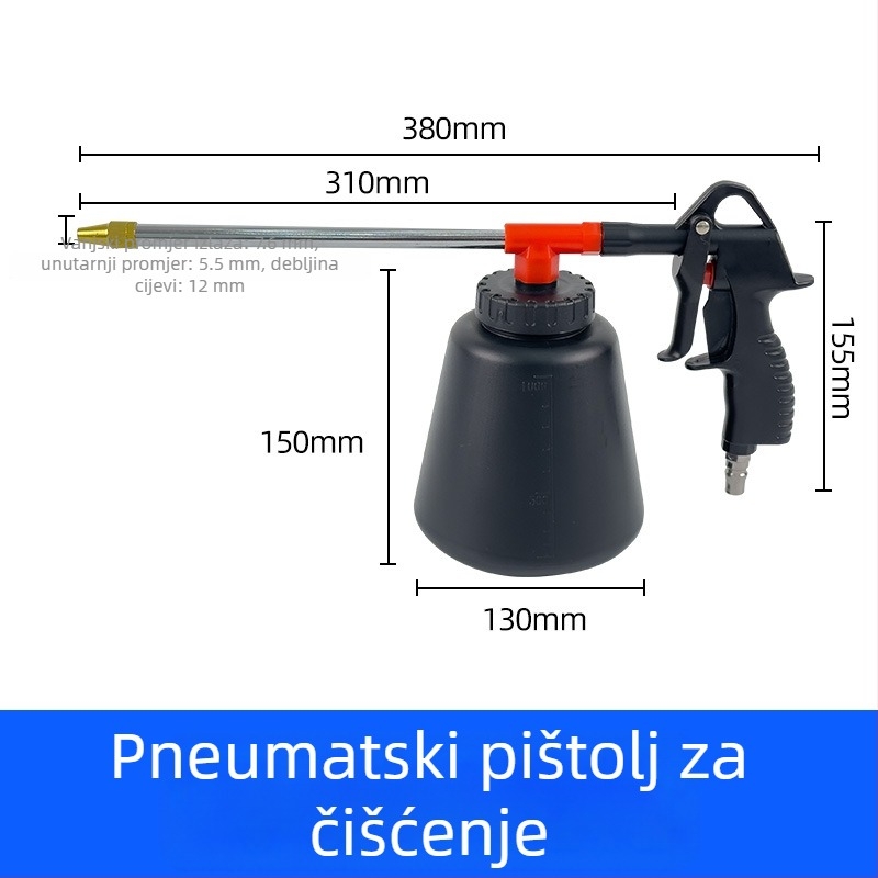 Pneumatski visokotlačni pištolj za pranje automobila i čišćenje motora, s prilagodljivim zračnim kompresorom