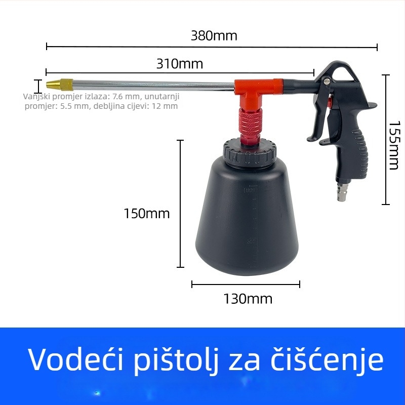 Pneumatski visokotlačni pištolj za pranje automobila i čišćenje motora, s prilagodljivim zračnim kompresorom