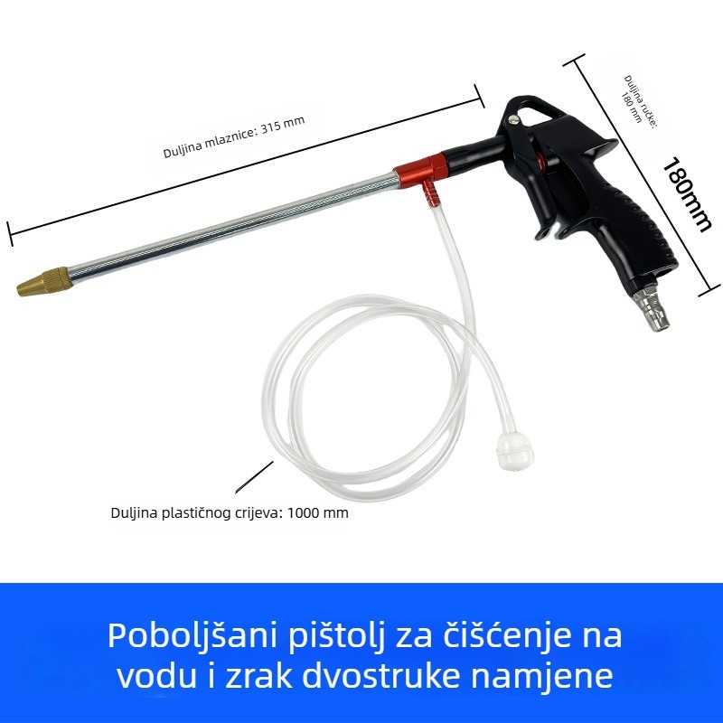 Pneumatski visokotlačni pištolj za pranje automobila i čišćenje motora, s prilagodljivim zračnim kompresorom