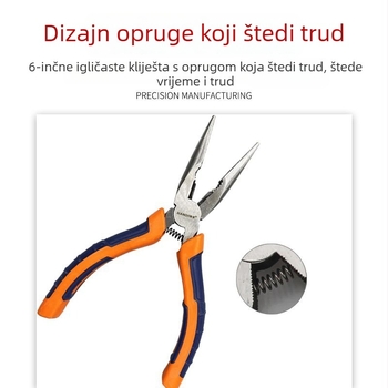 6-inčne klešta s oštrim nosom, ručni alat, industrijske klase električarske kliješta za skidanje izolacije, američkog stila s ergonomski offset dizajn